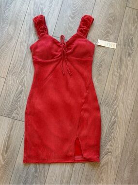 No Boundaries Womens XS Orange Red Ribbed Mini Bodycon Dress